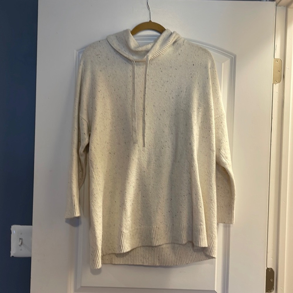 Pure J Jill xl drawstring high collar white with black dots sweater